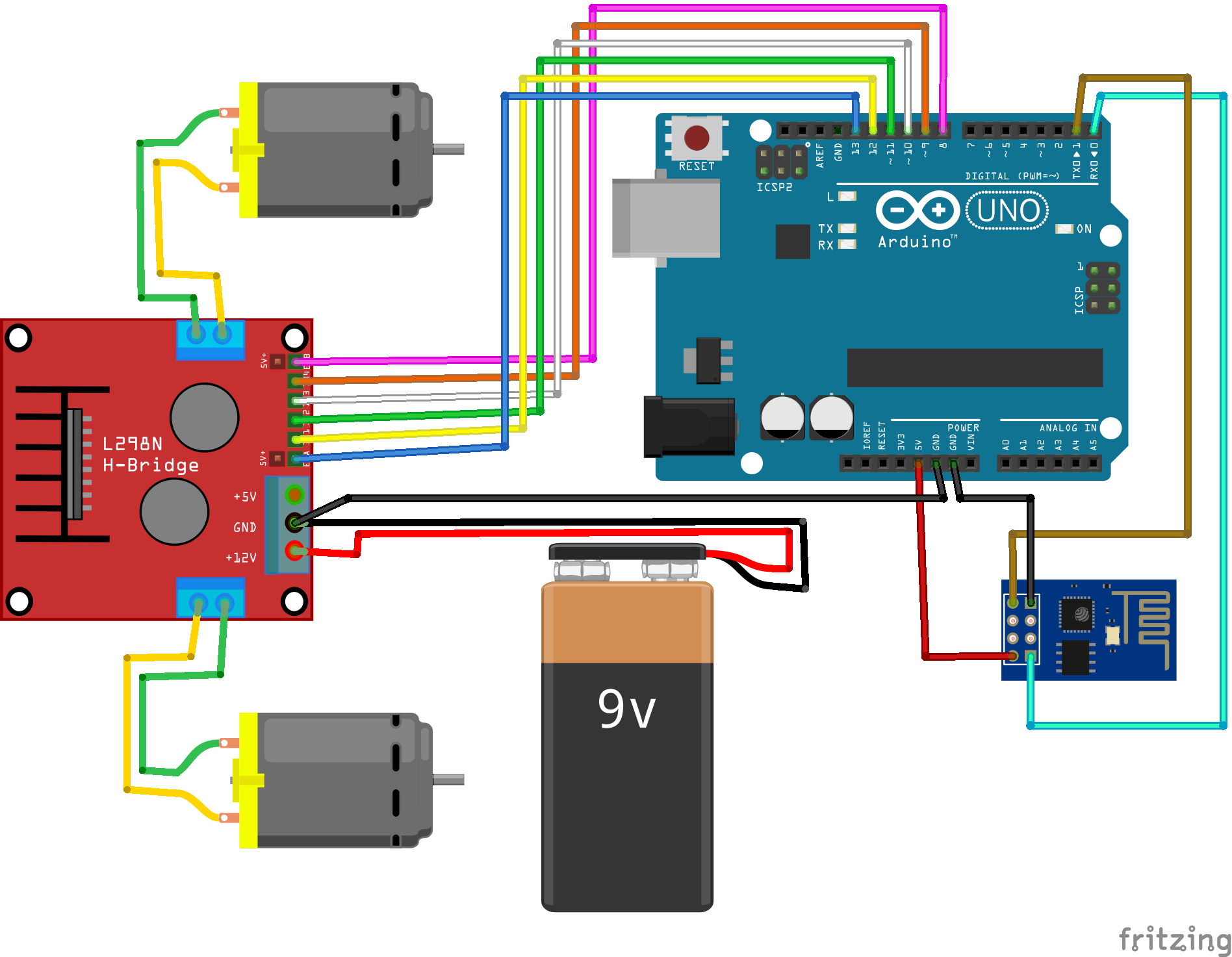 schema con due motori, L298N